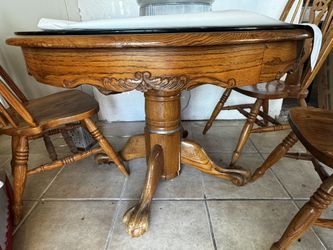 Vintage round table set with glass 