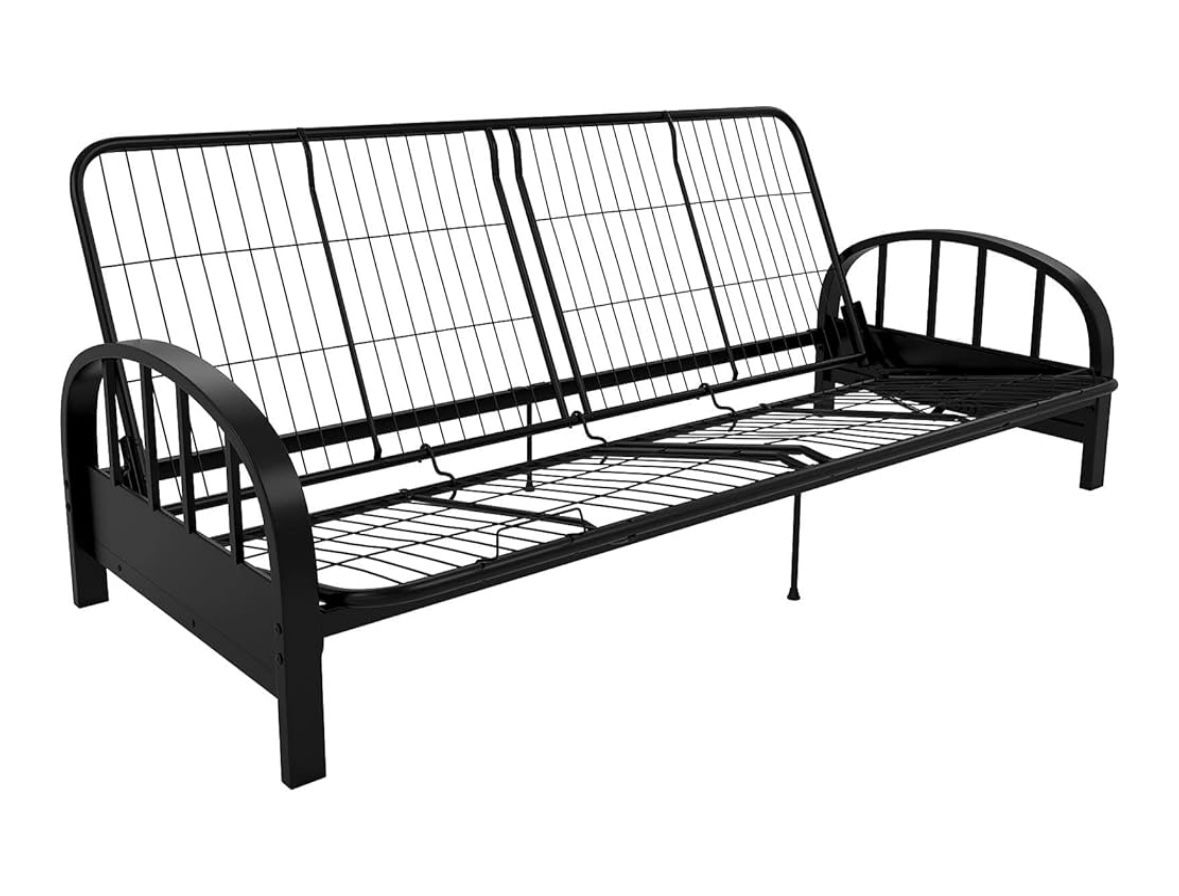 Black Metal Futon With Memory Foam Mattress And Cover