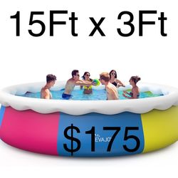 15ft *35in Inflatable Swimming Pool Include Filter Pump, Ground Cloth and Cover, 