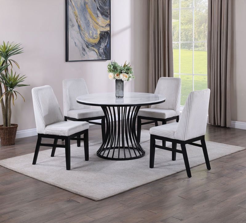 5 Pc White Faux Marble Top Round Dining Set  ✨ Juego De Comedor De 5 Piezas  Nuevo En Caja 