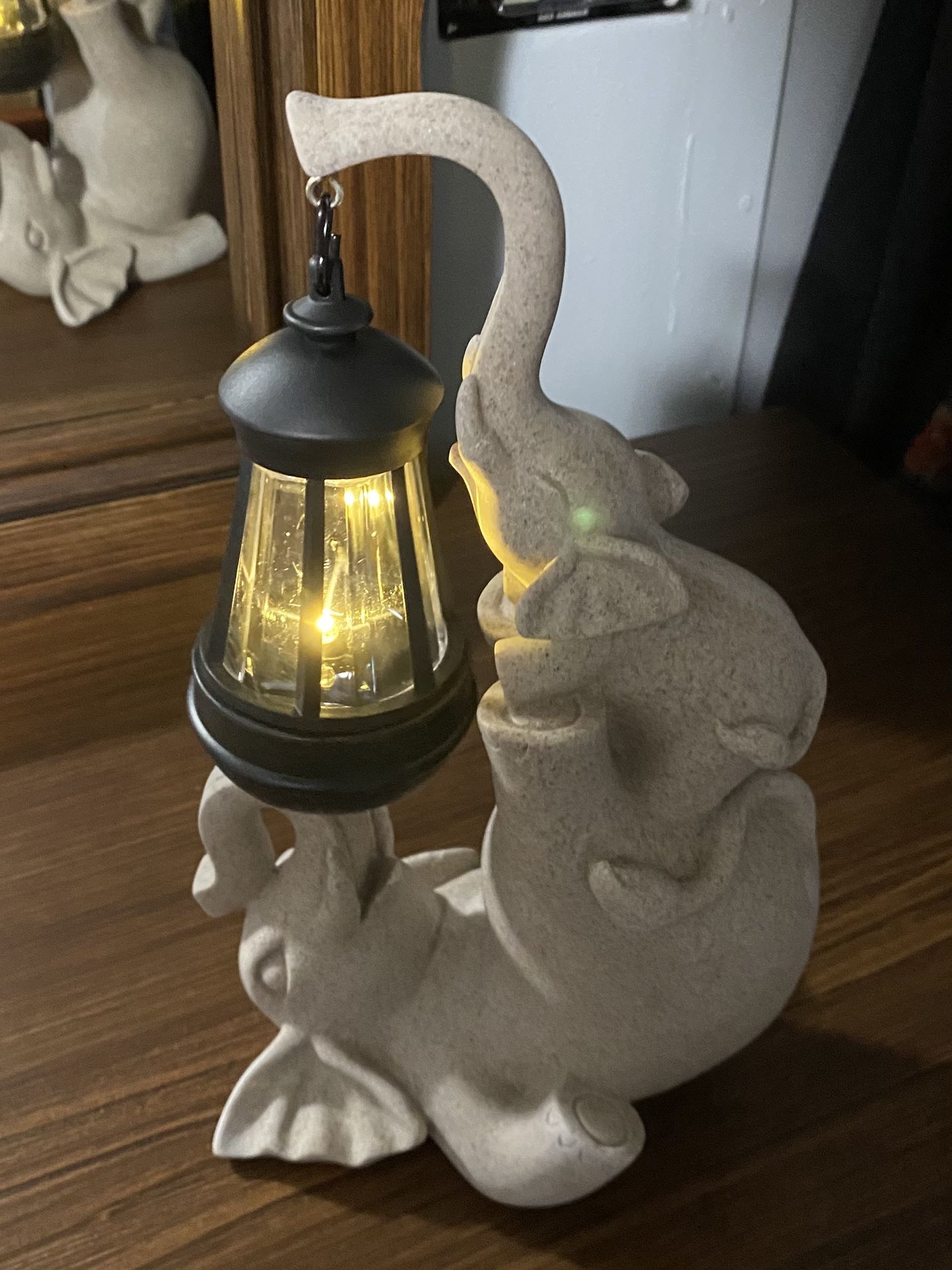 Elephant Statue w/ Lantern Light – Home or Garden Decor indoor Outdoor