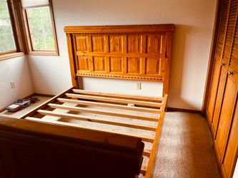 Queen Bed-frame- Solid Pine-Excellent Condition