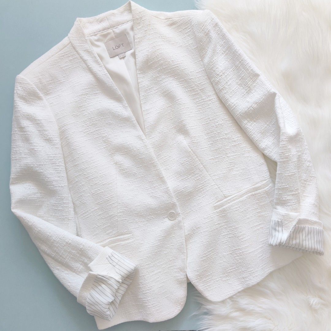 ANN TAYLOR LOFT Textured Collarless Blazer Jacket