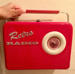 Retro Red and White Radio The Silver Crane Limited Edition Tin Lunch Box Pail Vintage Reproduction