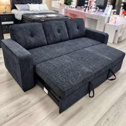 Chenille fabric sleeper sofa with pull out bed