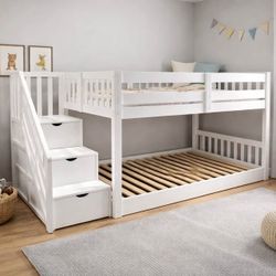 Brand New Twin/Twin Bunk Bed With Stairs!! $699