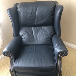 Blue Leather Recliner