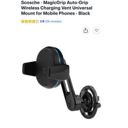 Scosche MGQVP-XTET MagicGrip FreeFlow Autogrip Wireless Charging Vent Phone Mount for Car in Black 