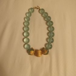 Vintage Light Blue Glass Ball Necklace