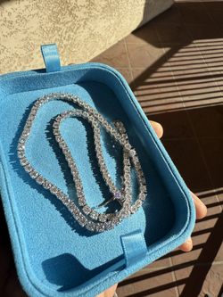 Moissanite Lab Diamond 4MM Chain Necklace 20 Inches Men’s Women’s