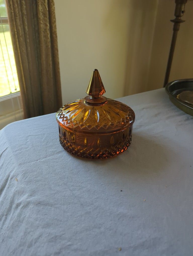 Vintage Amber Candy Dish