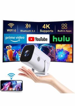 Mini Portable Projector with WiFi 6 and Bluetooth