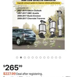 VEVOR Catalytic Converter, 3 Pcs Exhaust Pipe Stainless Steel High Flow Cat, for Chevrolet Traverse 09-17 3.6L V6/Buick Enclave 07-10/GMC Acadia 07-17