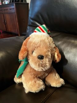 Plush Dog with Holiday Hat