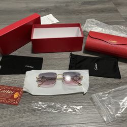 Cartier Purple Tint and Gold Frames ‘Double C’s’