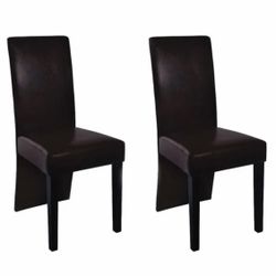 Set of 2 Modern Black Faux Leather Dining Chairs – Excellent Condition