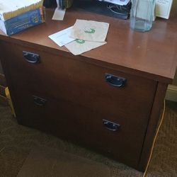 Wood File Cabinet: Come pick up free, upstairs