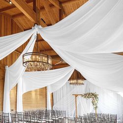 6 Panels White Cheesecloth Wedding Ceiling Drapes,5x20 Ft Soft cheesecloth, airy gauze texture, dual rod pockets, finished edges, flowing dr