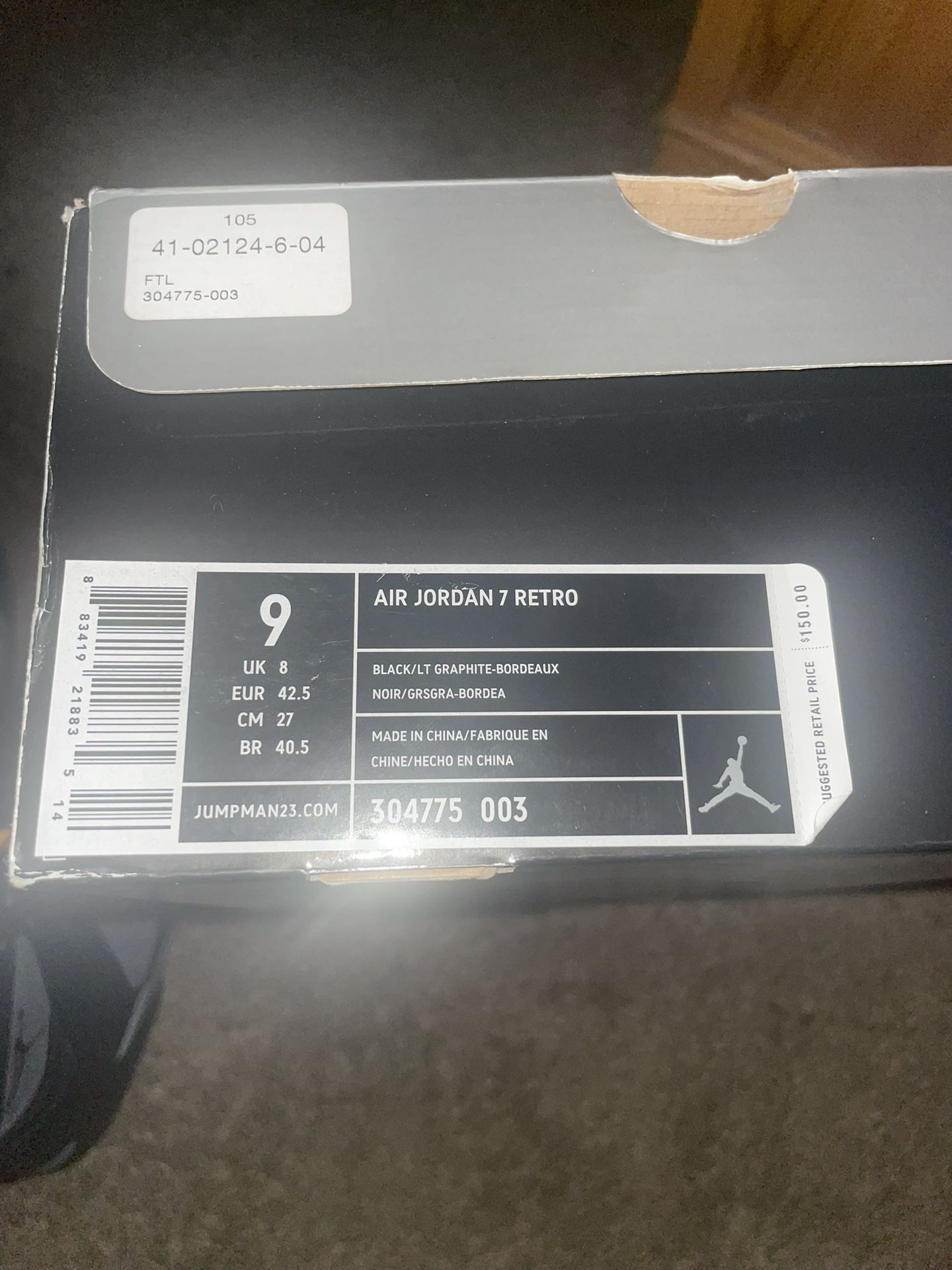 Men’s Size 9 Air Jordan Bordeaux