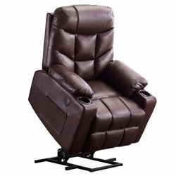 Brown Faux Leather Electric Lifting Recliner Chair 7288