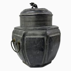 Antique Chinese Pewter Tea Caddy - Beautiful Rare Collectible