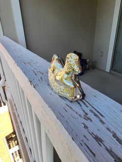 Vintage Leonard Silver-Plated Rocking Horse Piggy Bank