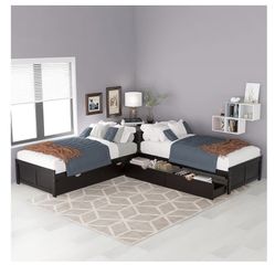 L-Shaped Twin Platform Bed