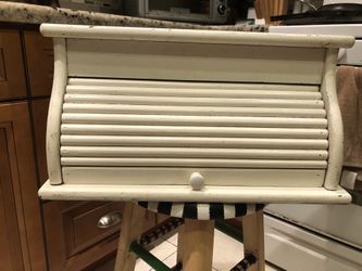 Vintage wood roll top bread box