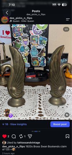 Vintage Brass Swan Figurines Set of 2 125 obo