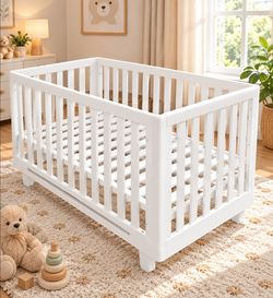 White Wooden Baby Crib Playpen. brand new in box