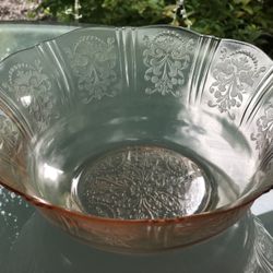 Vintage Pink Depression Glass Serving Bowl 