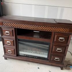 Tv stand entertainment center with fireplace heater