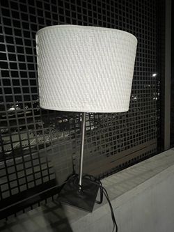 2 Table Lamp with Woven Drum Shade