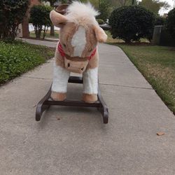 Large Plush Rocking Horse With Sound. 33W X 21H