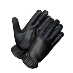 New Black Leather Police Gloves Cuff