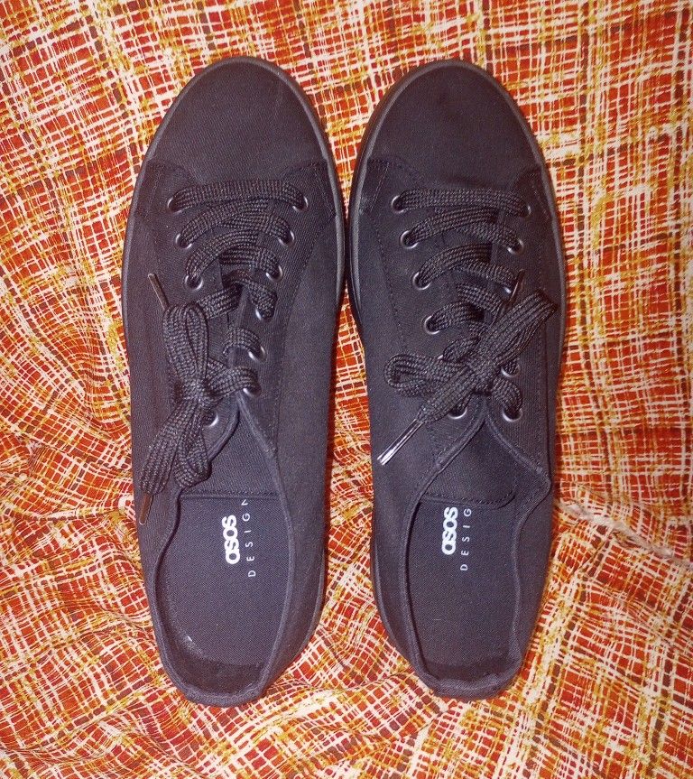 Platform Black Sneakers Oxfords Lace Up Women 8 Men 6