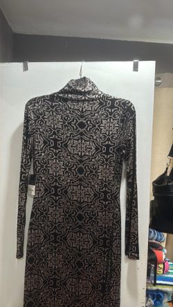Silver with black shiny mid bodycon dress