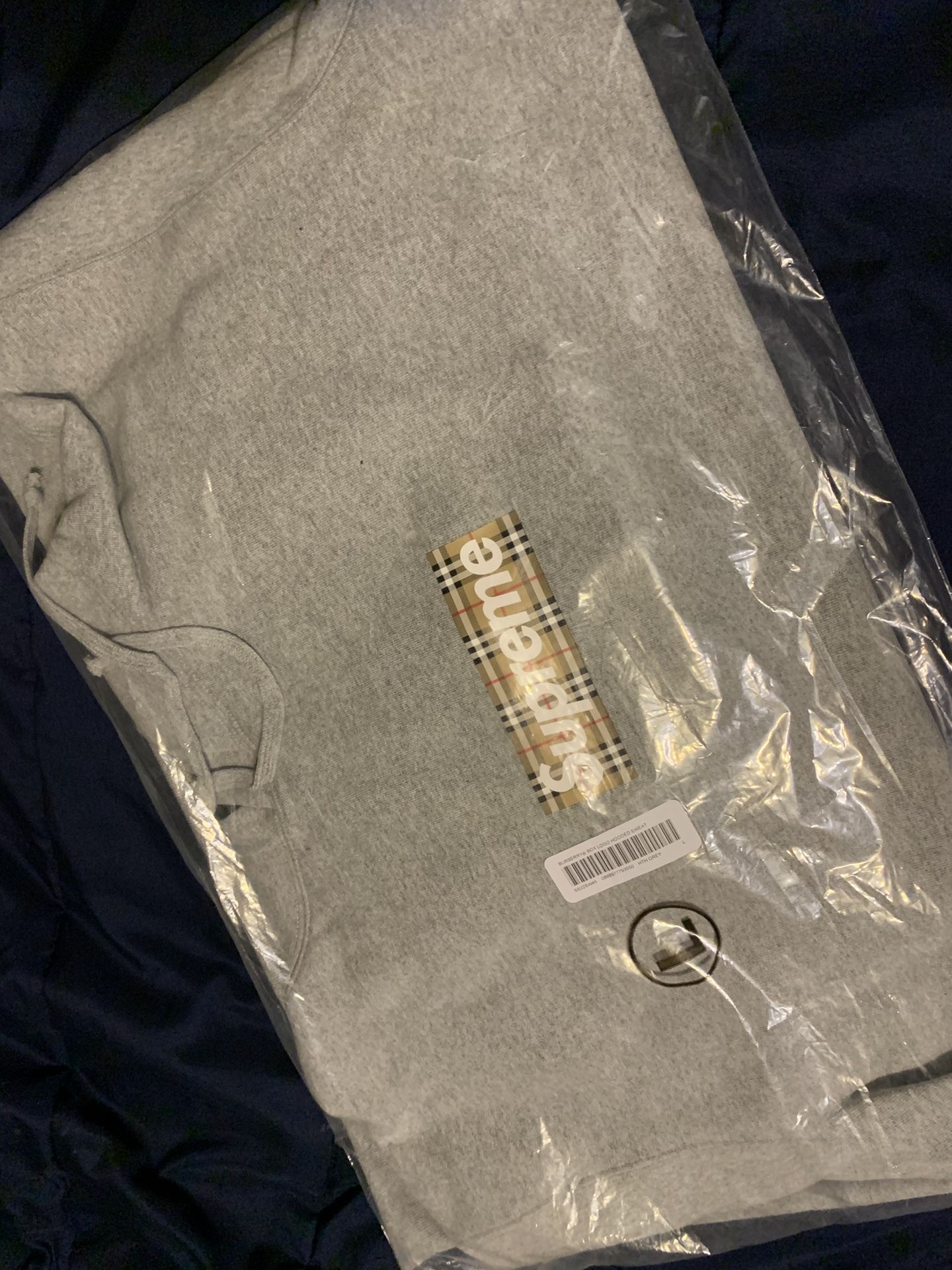 Grey Supreme Burberry Hoodie