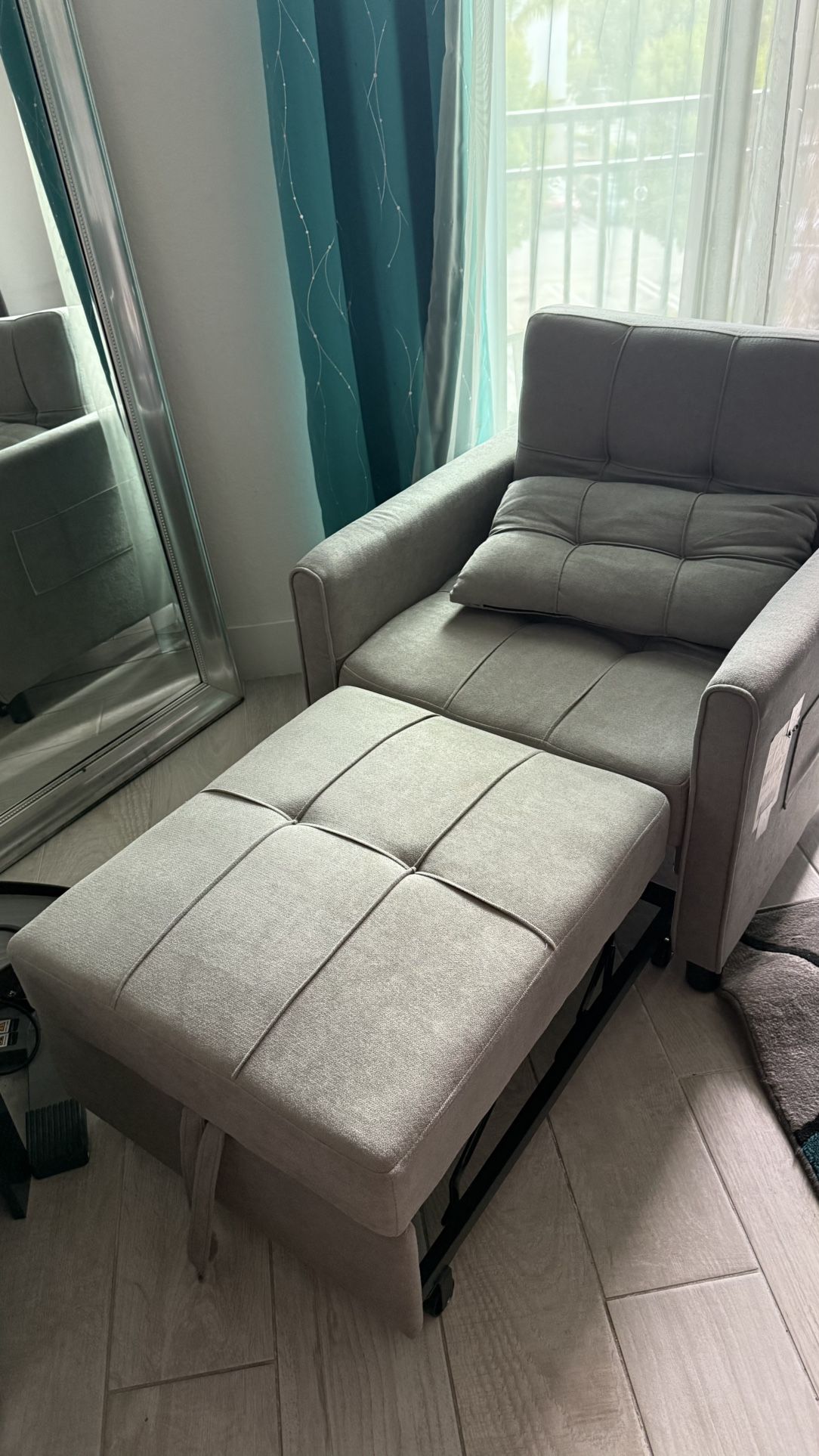 NEW Hogsett 3-in-1 Convertible Accent Chair / Sleeper Bed β Gray Linen β¨