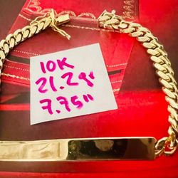 10K Solid Gold Bracelet For Wedding 21.2Gr 7.75 Inches Long 