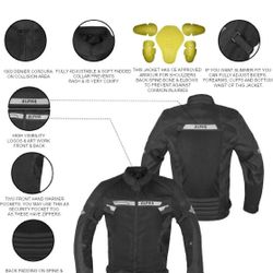 ALPHA CYCLE GEAR BREATHABLE BIKERS RIDING PROTECTION MOTORCYCLE JACKET MESH CE ARMORED (BLACK WIND, Medium)