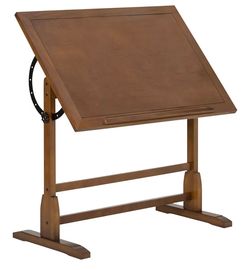 Studio Designs Vintage Drafting Table - Antique Design Solid Wood Drafting Table with Built-In Pencil Groove and Pencil Ledge - Angle Adjustable Work