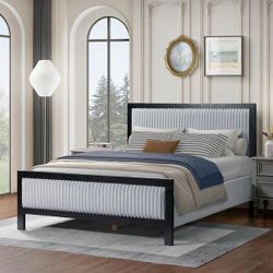 Queen Upholstered Bed Frame with Headboard