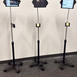 CTA Compact Gooseneck Floor Stand for 7" - 13" iPad & Tablets  CTA Digital Tablet Stand,Silver/Black  