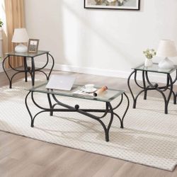 3-Piece Tempered Glass Coffee Table Set,for Living Room,Home 