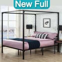 Brand New Modern Metal Black Canopy Platform Full Size Bed Frame