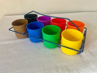Vintage Lakeshore Classroom Carry-All Supply Caddy Organizer - 8 Rainbow Cups