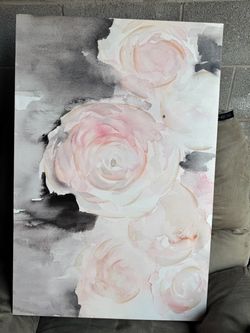 Large Floral Watercolor Canvas Wall Art