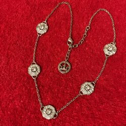 SilverTone TRIFARI Necklace With Rhinestones 18” Long 