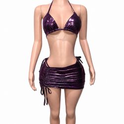 Metallic Purple Bikini Set 